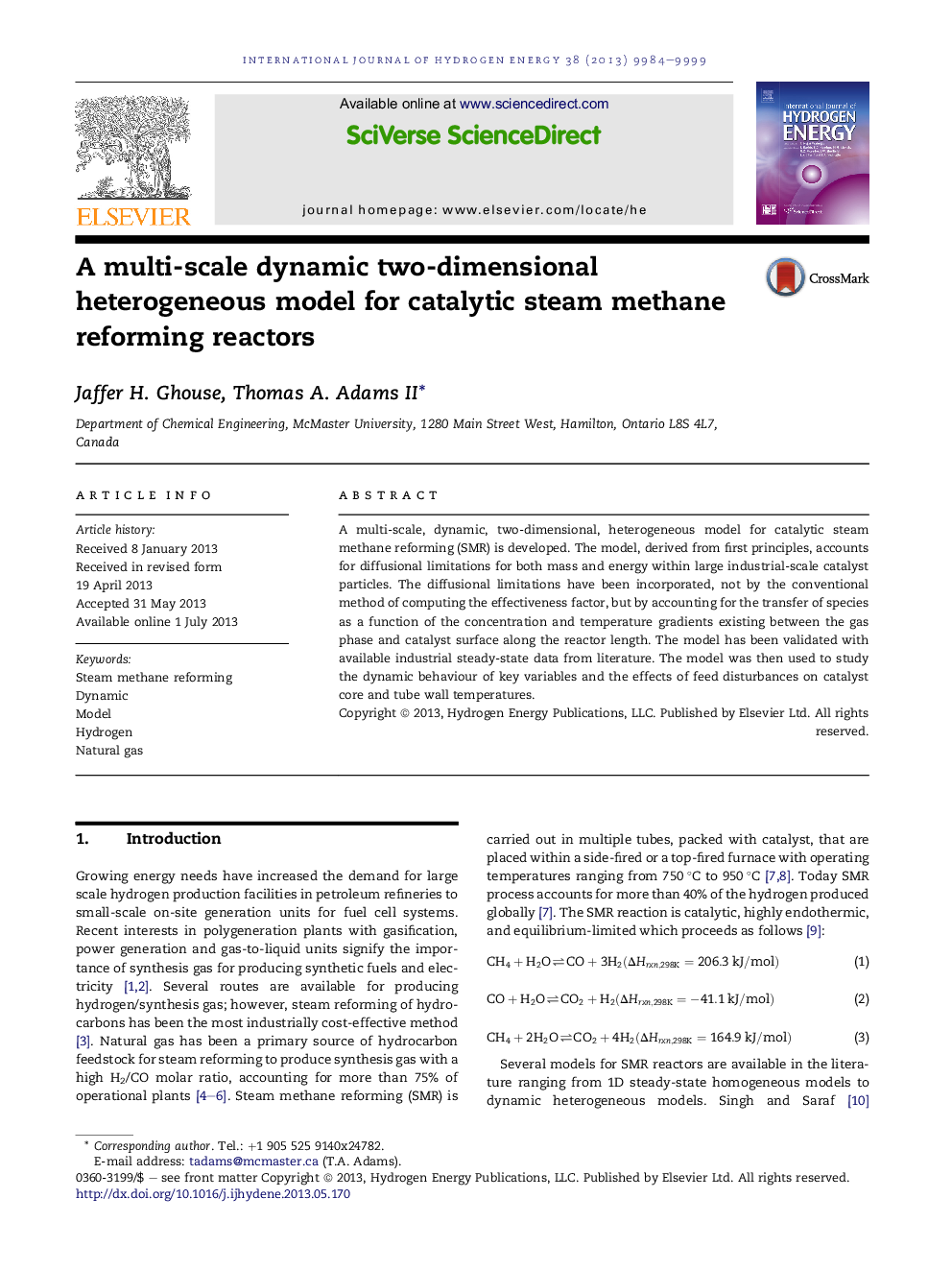 A multi-scale dynamic two-dimensional heterogeneous model for catalytic steam methane reforming reactors