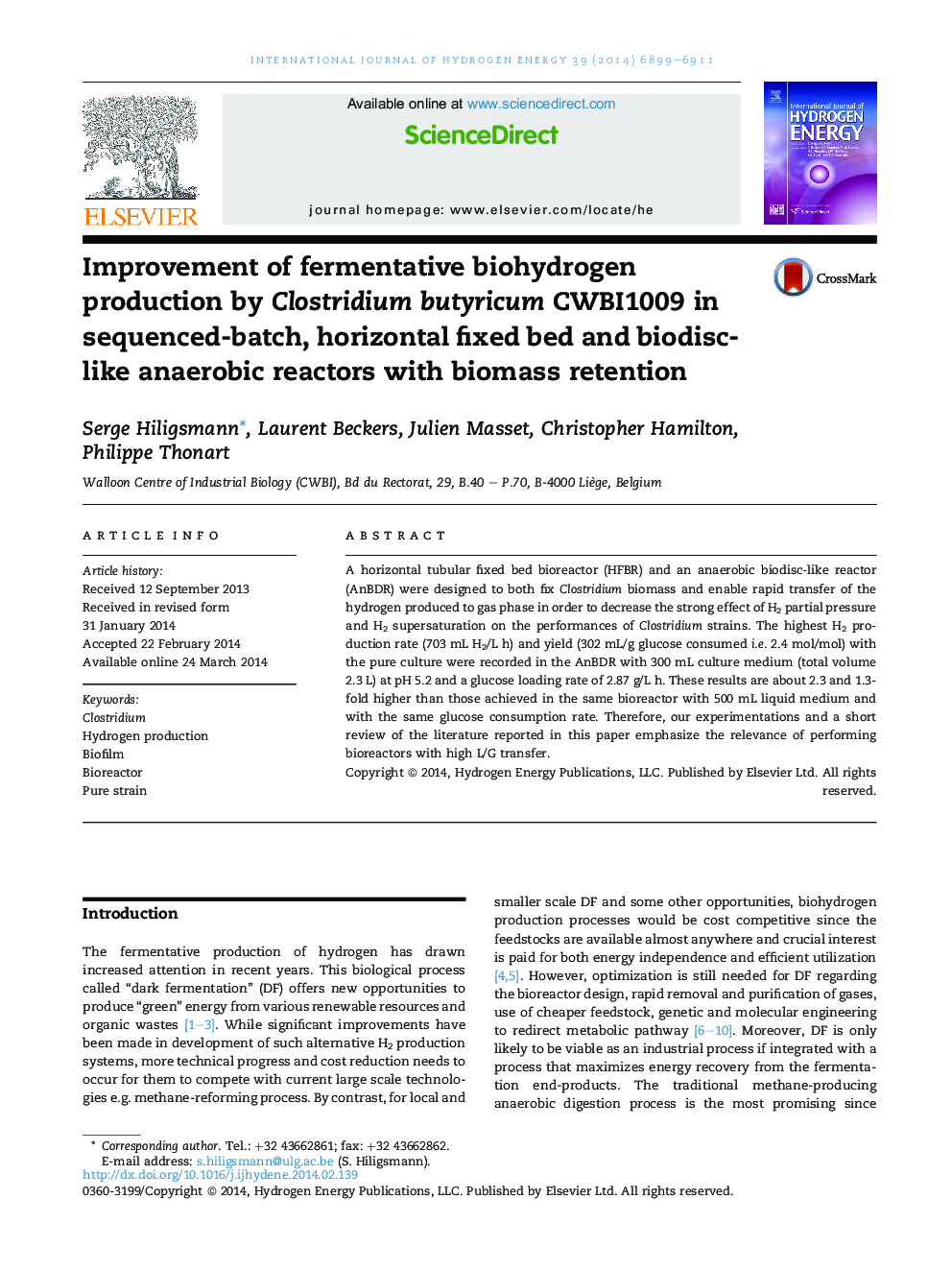 Improvement of fermentative biohydrogen production by Clostridium butyricum CWBI1009 in sequenced-batch, horizontal fixed bed and biodisc-like anaerobic reactors with biomass retention