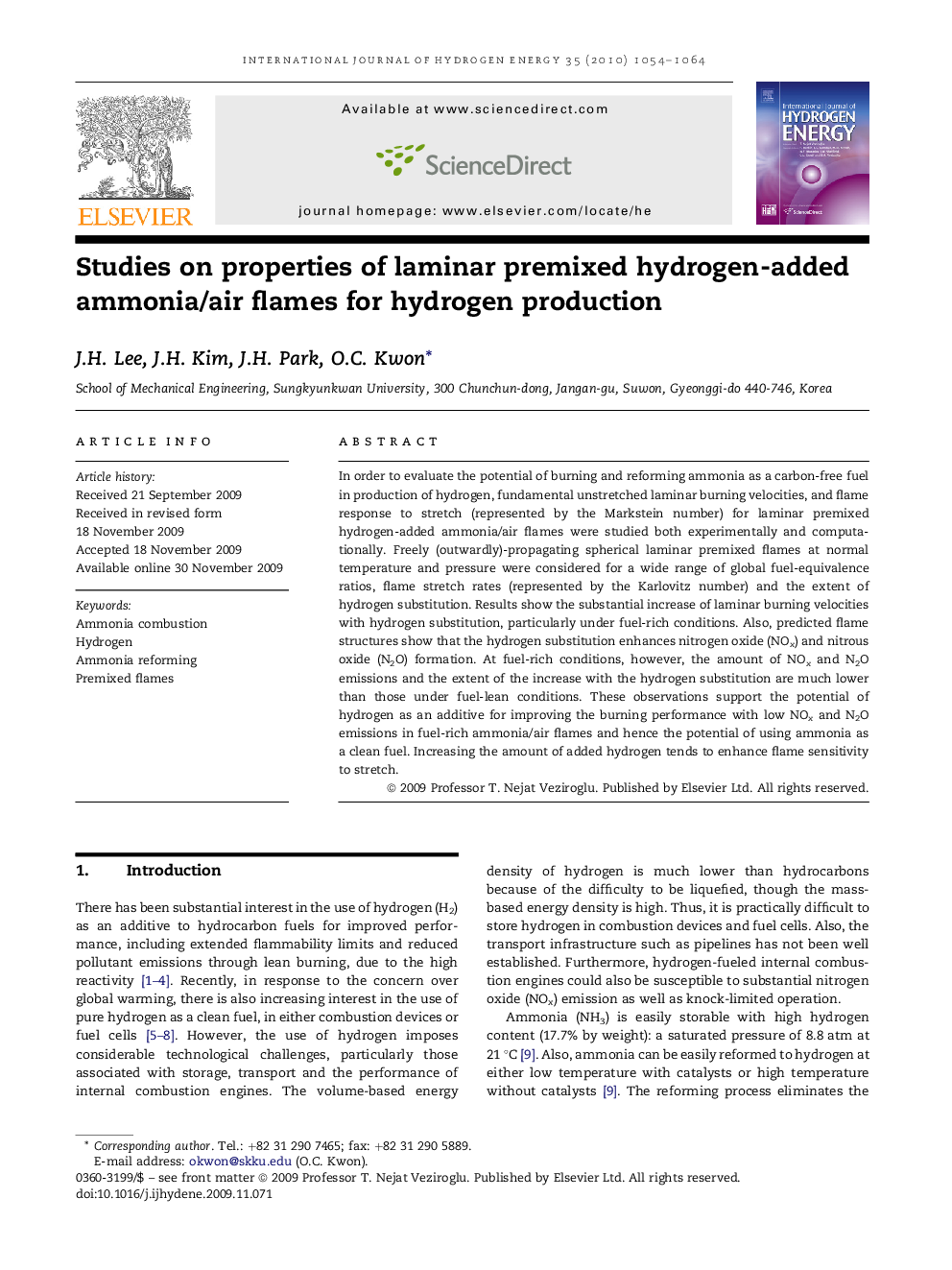 Studies on properties of laminar premixed hydrogen-added ammonia/air flames for hydrogen production