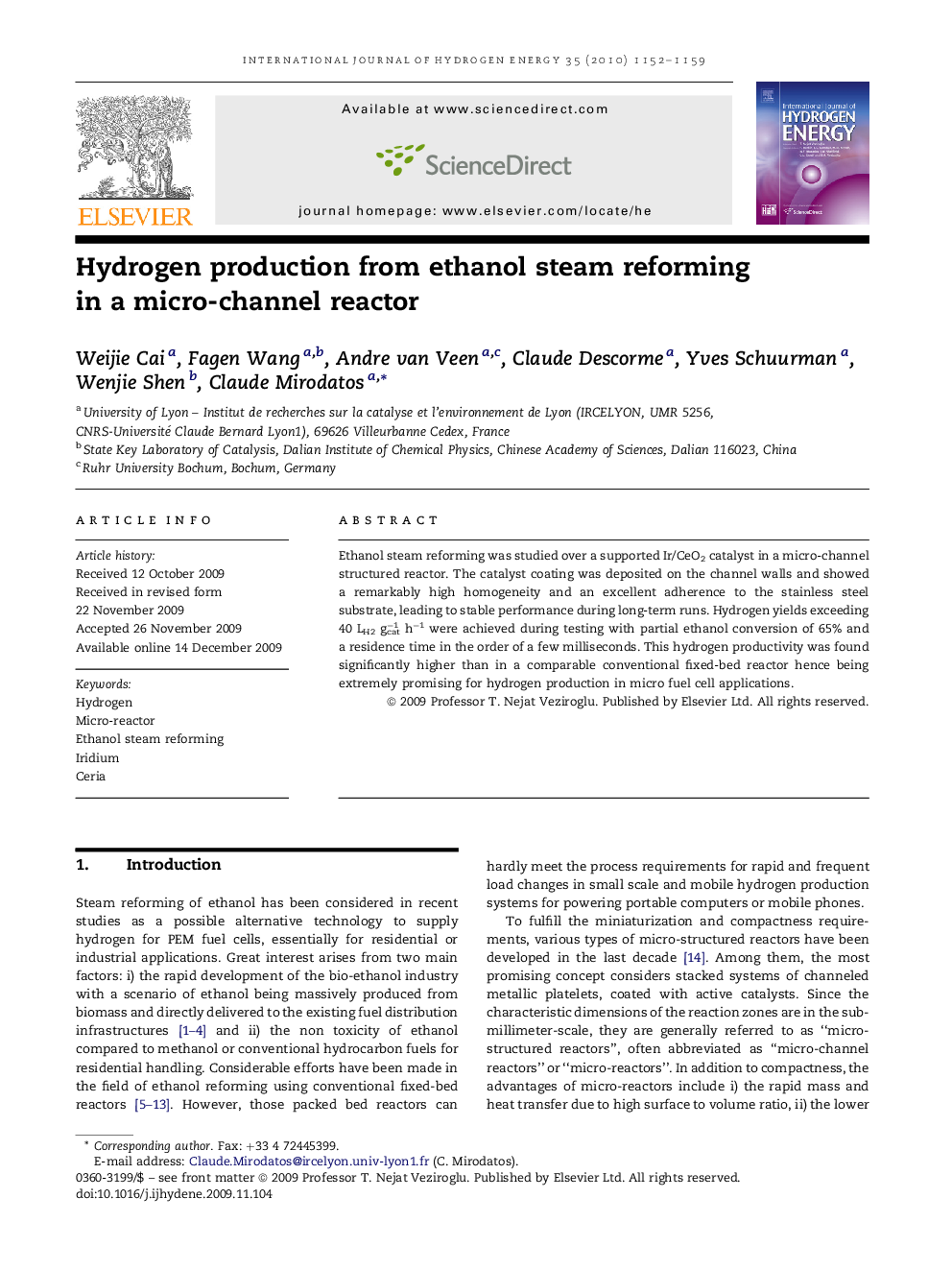 Hydrogen production from ethanol steam reforming in a micro-channel reactor