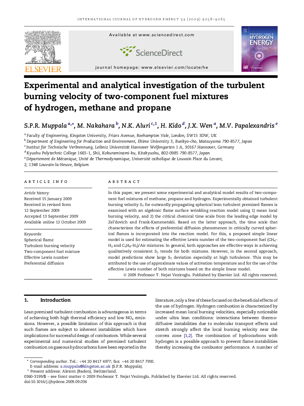 Experimental and analytical investigation of the turbulent burning velocity of two-component fuel mixtures of hydrogen, methane and propane