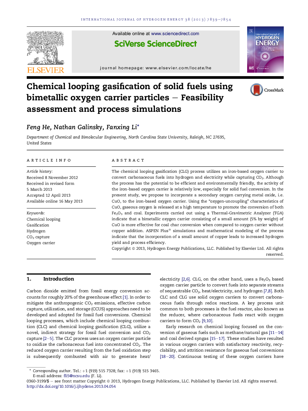 Chemical looping gasification of solid fuels using bimetallic oxygen carrier particles – Feasibility assessment and process simulations