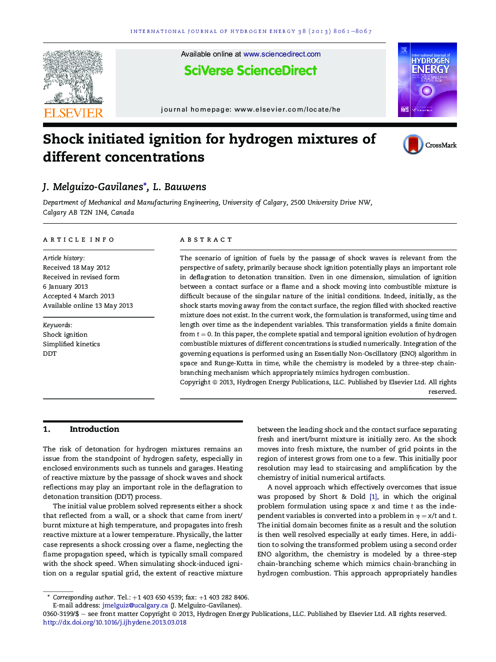 Shock initiated ignition for hydrogen mixtures of different concentrations