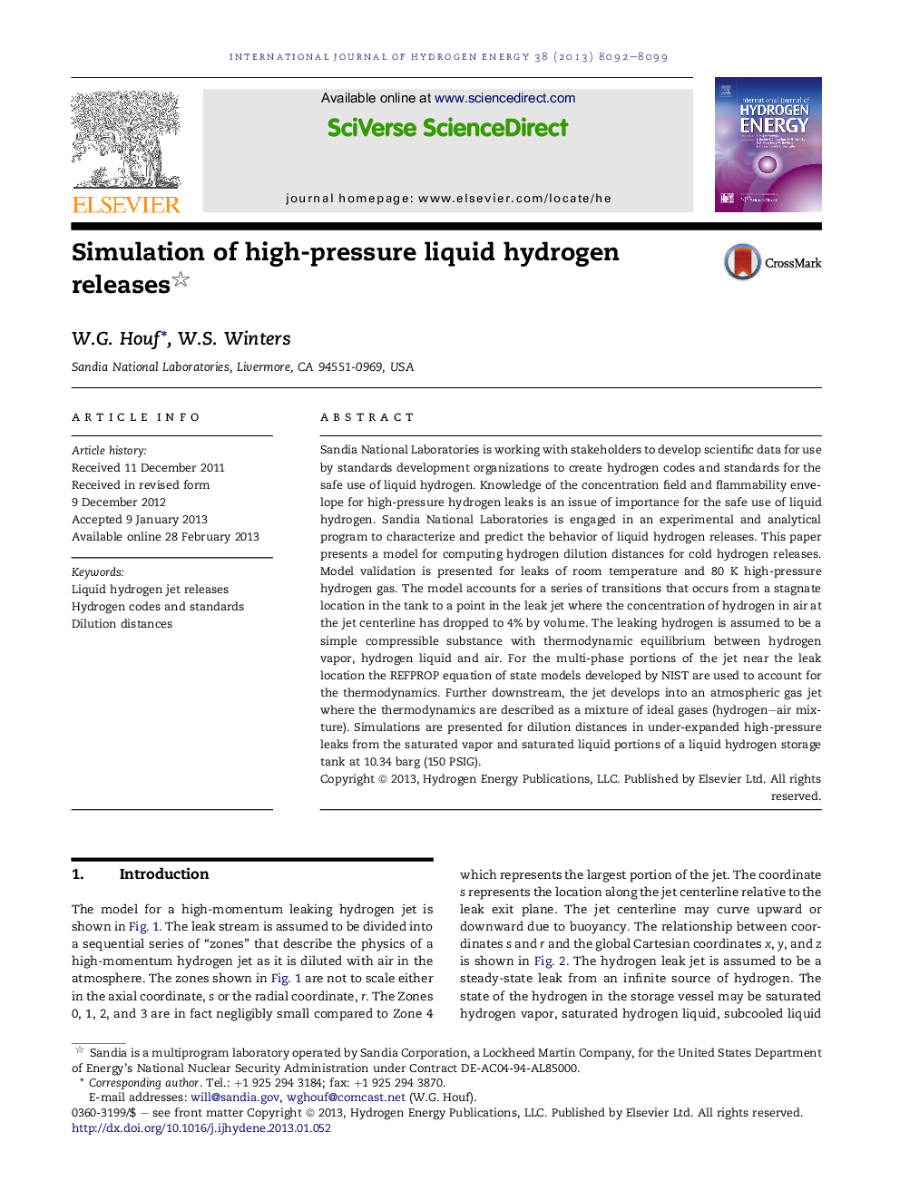 Simulation of high-pressure liquid hydrogen releases 