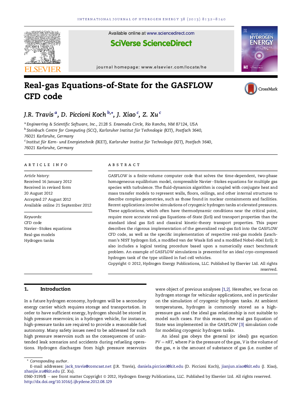 Real-gas Equations-of-State for the GASFLOW CFD code