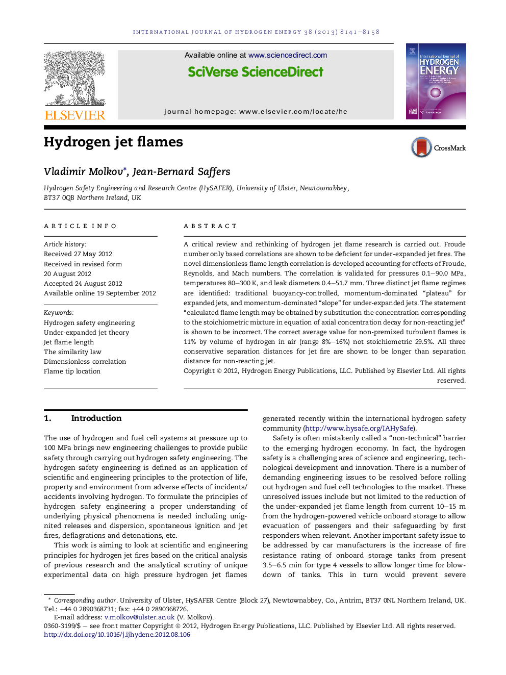 Hydrogen jet flames