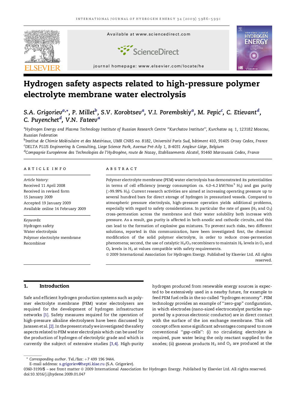 Hydrogen safety aspects related to high-pressure polymer electrolyte membrane water electrolysis