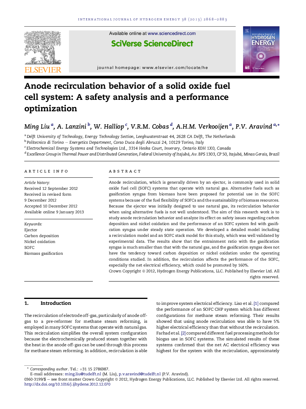 Anode recirculation behavior of a solid oxide fuel cell system: A safety analysis and a performance optimization