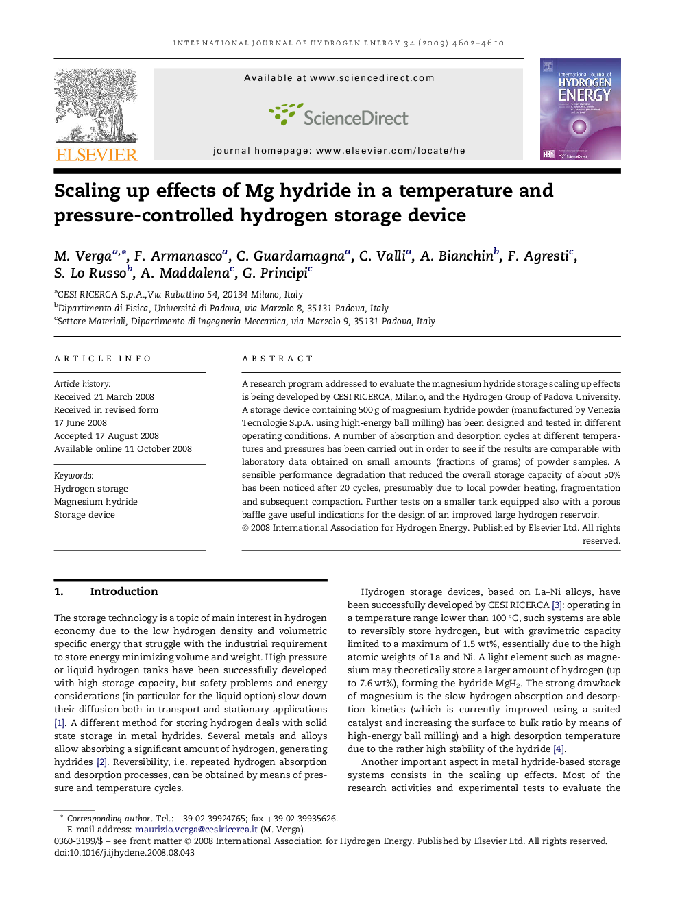 Scaling up effects of Mg hydride in a temperature and pressure-controlled hydrogen storage device