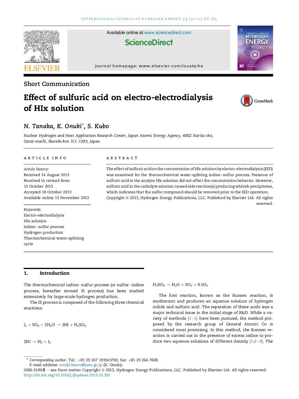 Effect of sulfuric acid on electro-electrodialysis of HIx solution