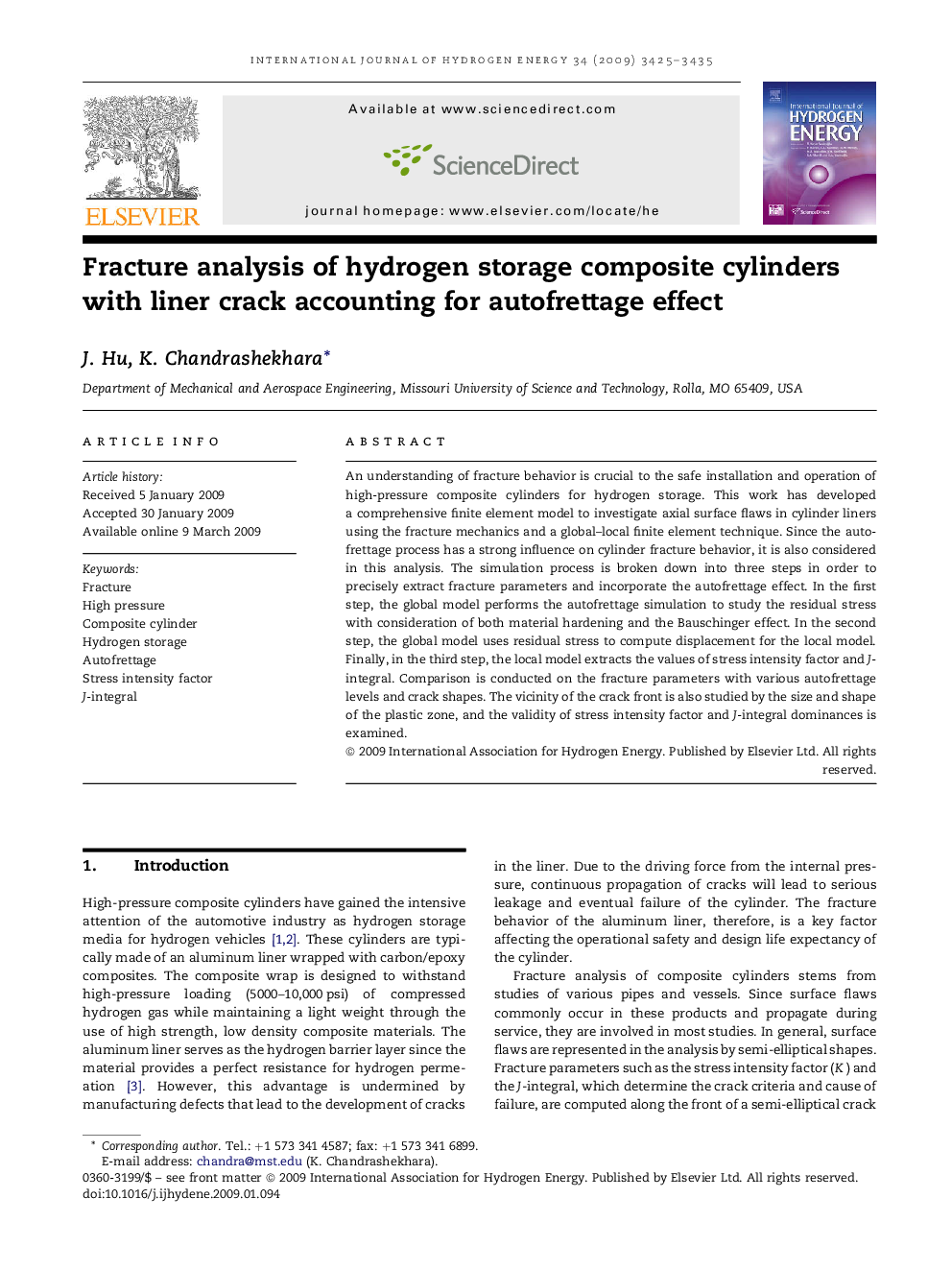 Fracture analysis of hydrogen storage composite cylinders with liner crack accounting for autofrettage effect