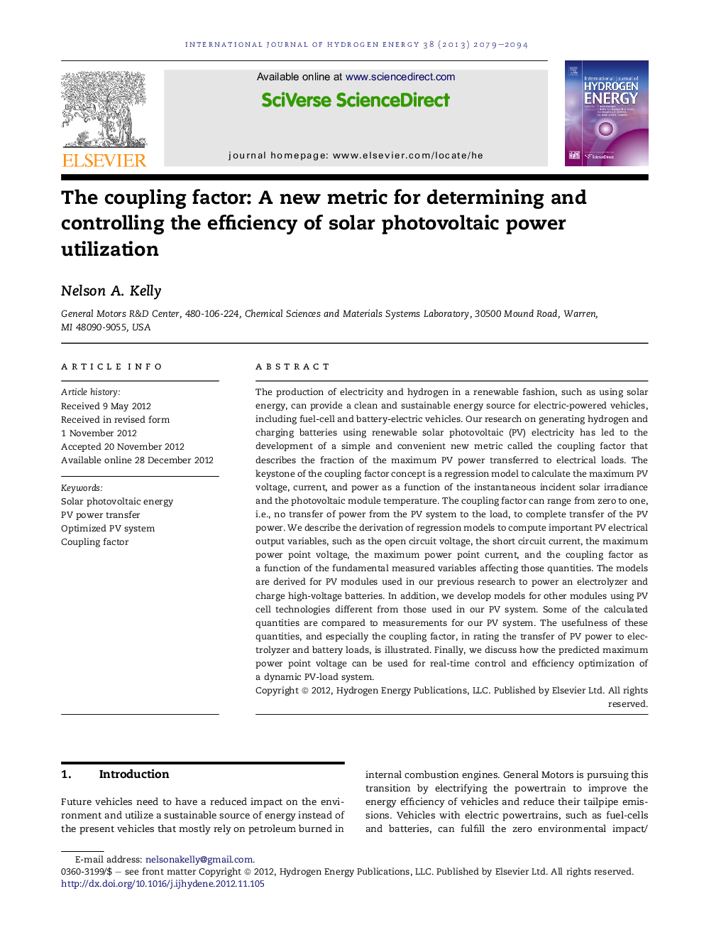 The coupling factor: A new metric for determining and controlling the efficiency of solar photovoltaic power utilization