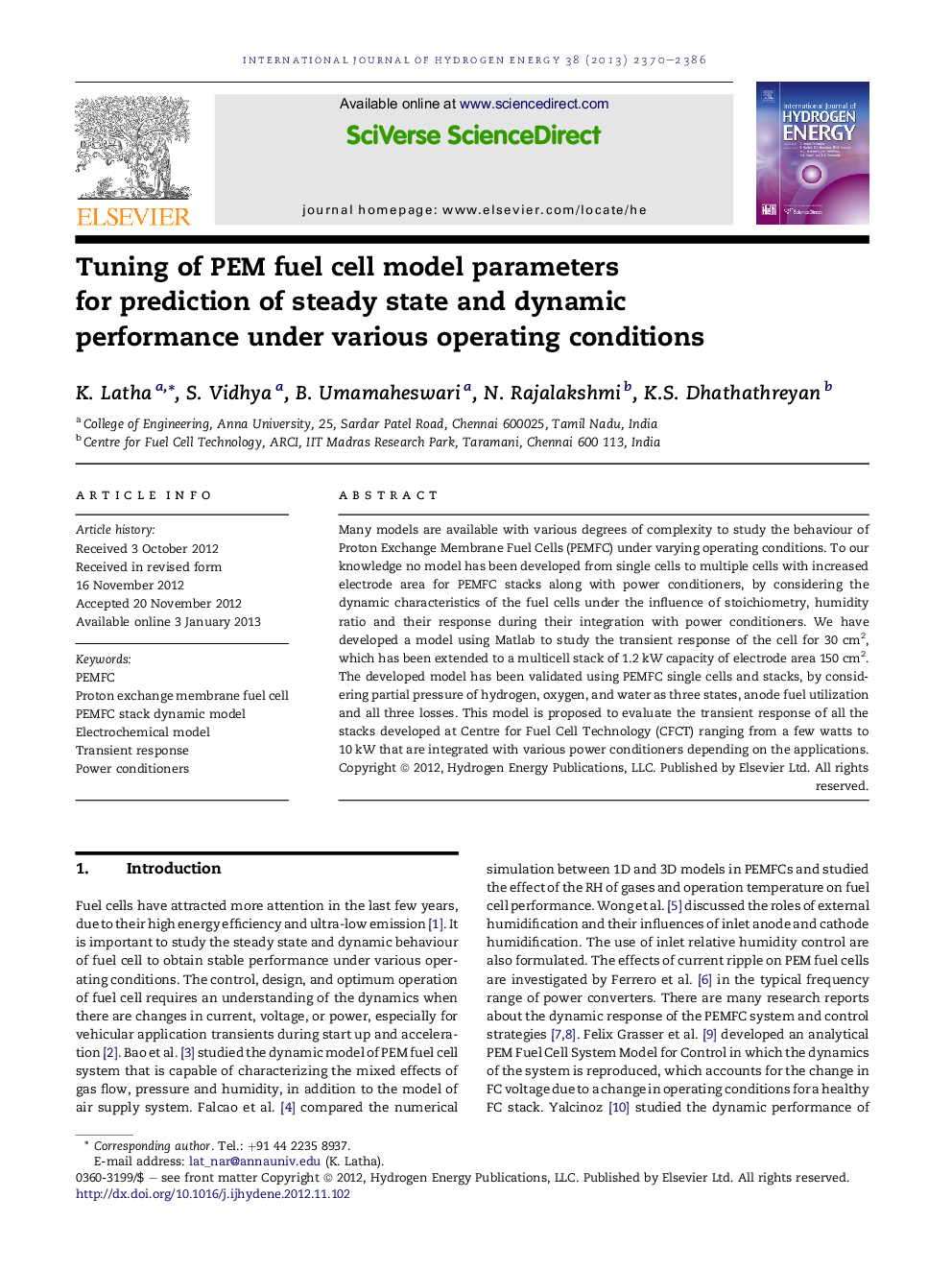 Tuning of PEM fuel cell model parameters for prediction of steady state and dynamic performance under various operating conditions