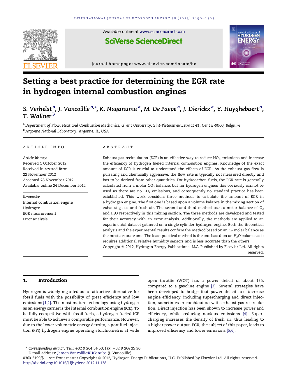 Setting a best practice for determining the EGR rate in hydrogen internal combustion engines