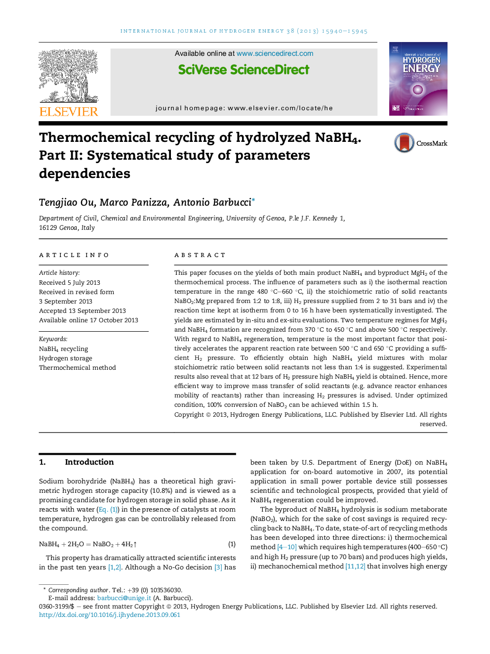 Thermochemical recycling of hydrolyzed NaBH4. Part II: Systematical study of parameters dependencies