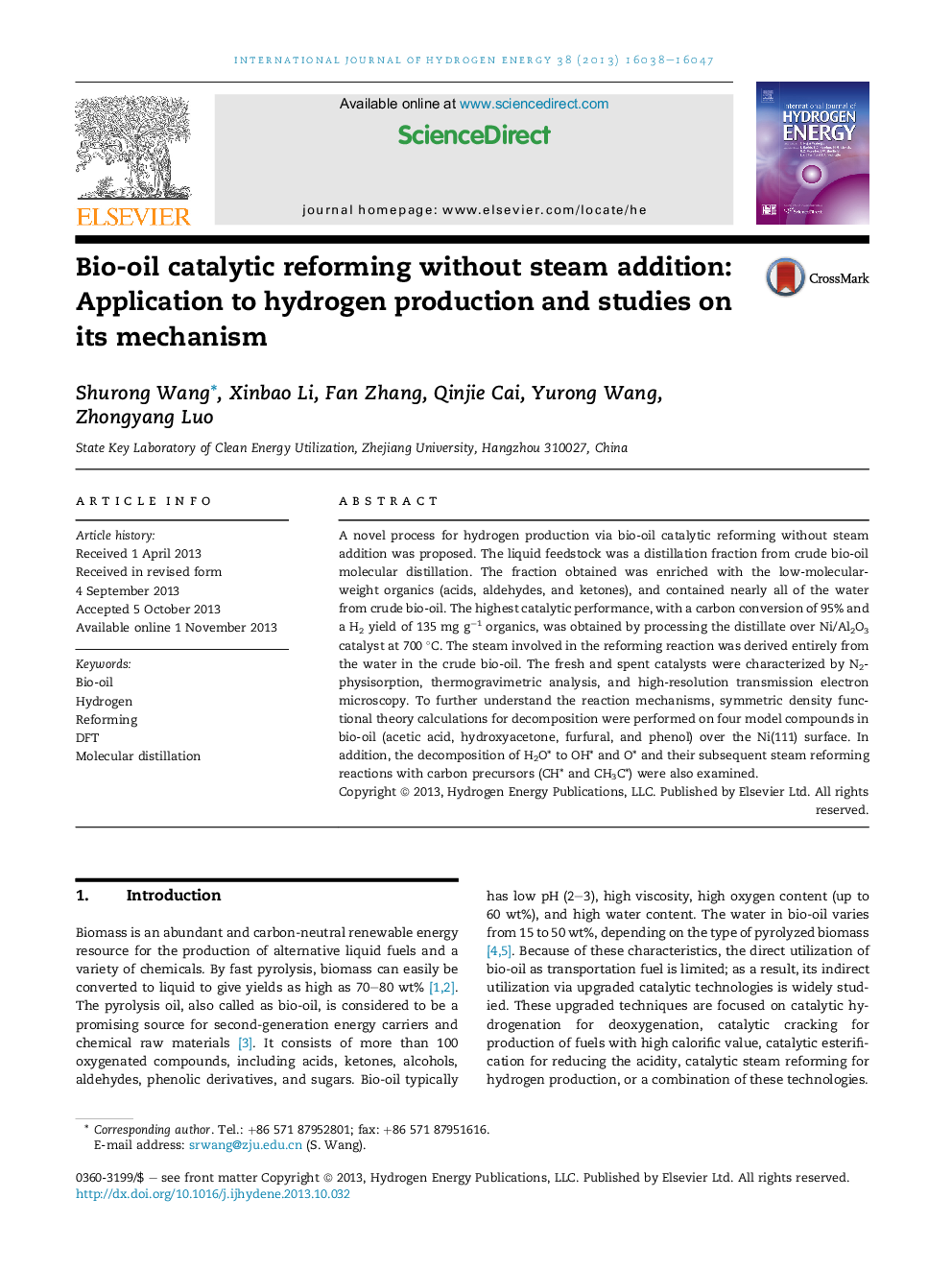 Bio-oil catalytic reforming without steam addition: Application to hydrogen production and studies on its mechanism