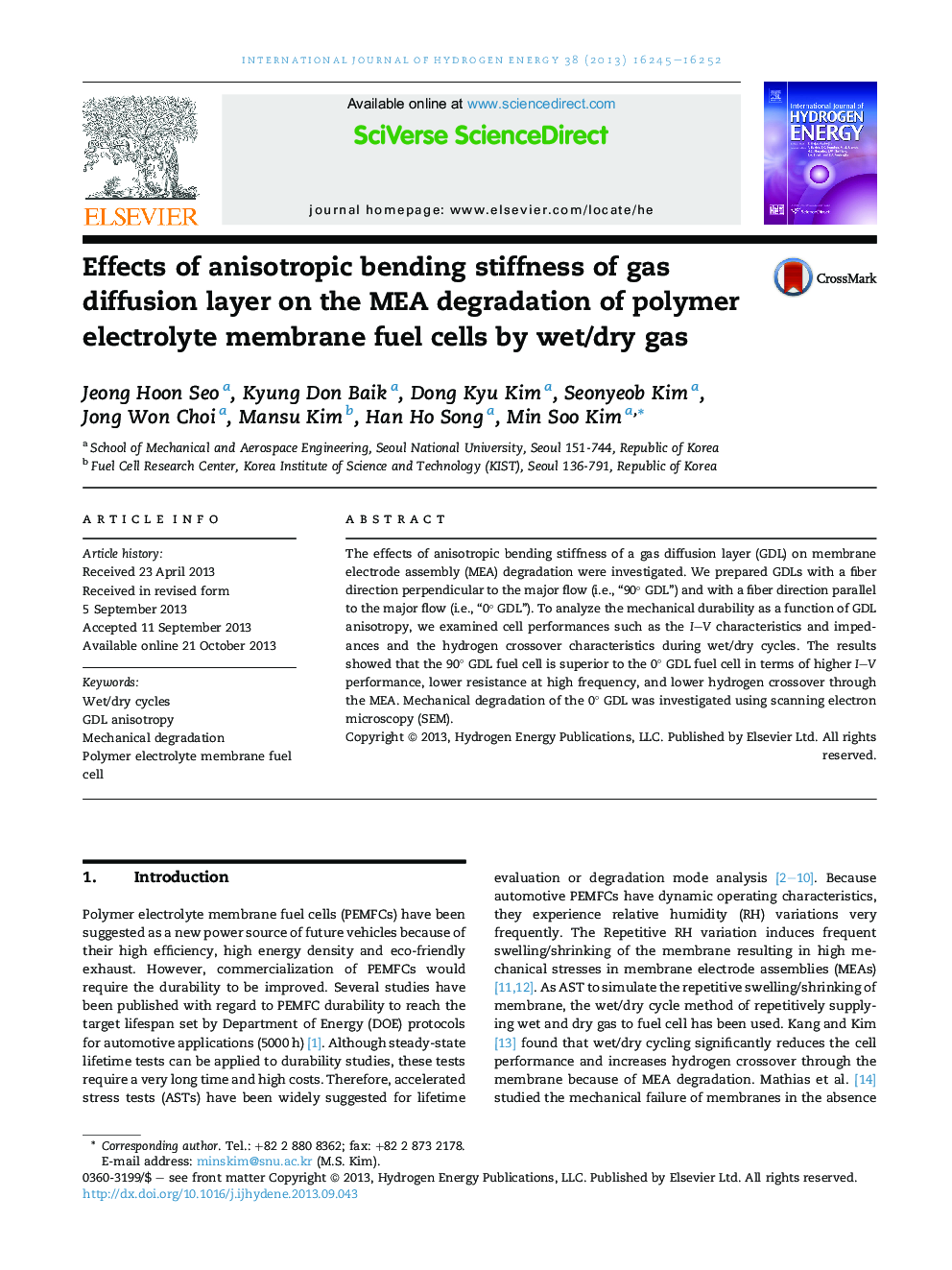 Effects of anisotropic bending stiffness of gas diffusion layer on the MEA degradation of polymer electrolyte membrane fuel cells by wet/dry gas