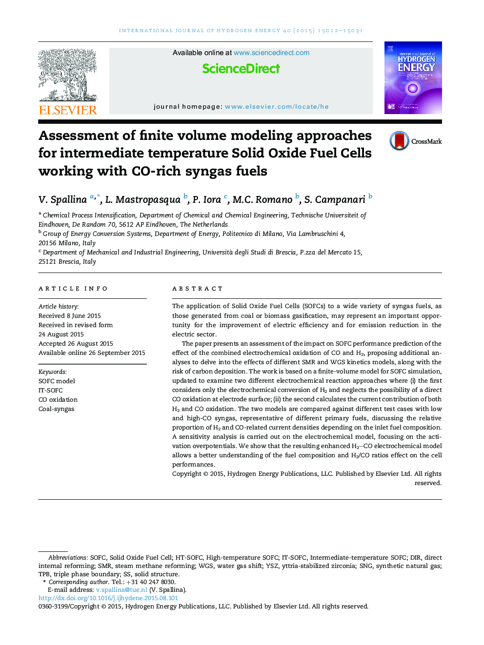 Assessment of finite volume modeling approaches for intermediate temperature Solid Oxide Fuel Cells working with CO-rich syngas fuels