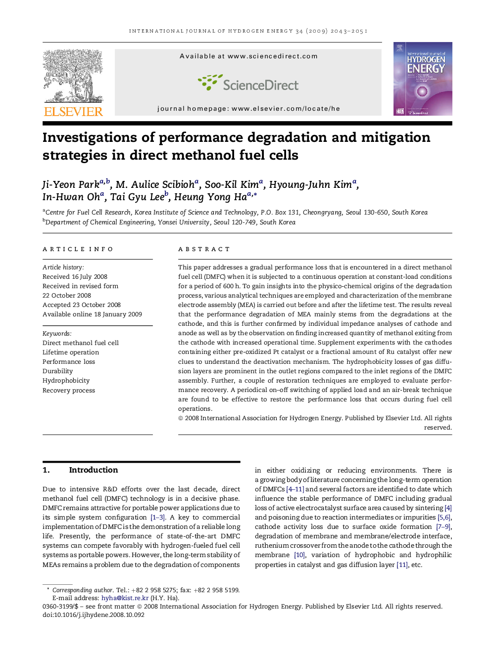 Investigations of performance degradation and mitigation strategies in direct methanol fuel cells