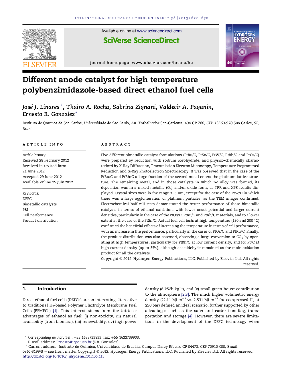 Different anode catalyst for high temperature polybenzimidazole-based direct ethanol fuel cells