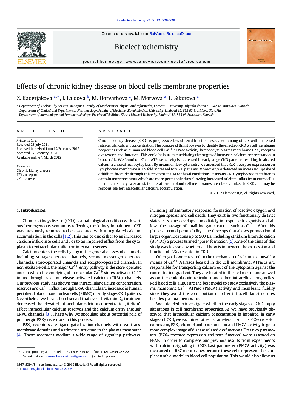 Effects of chronic kidney disease on blood cells membrane properties