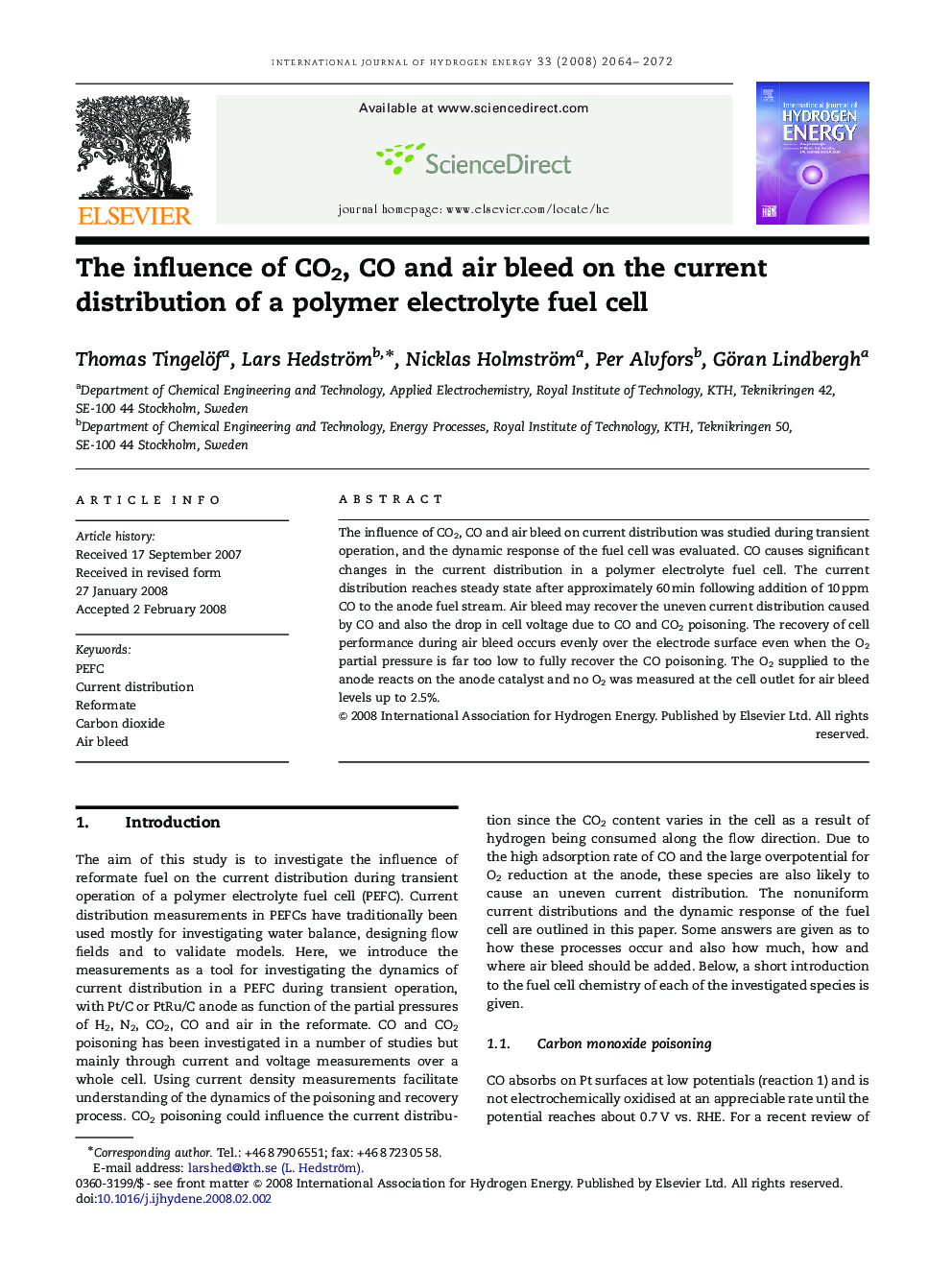 The influence of CO2, CO and air bleed on the current distribution of a polymer electrolyte fuel cell