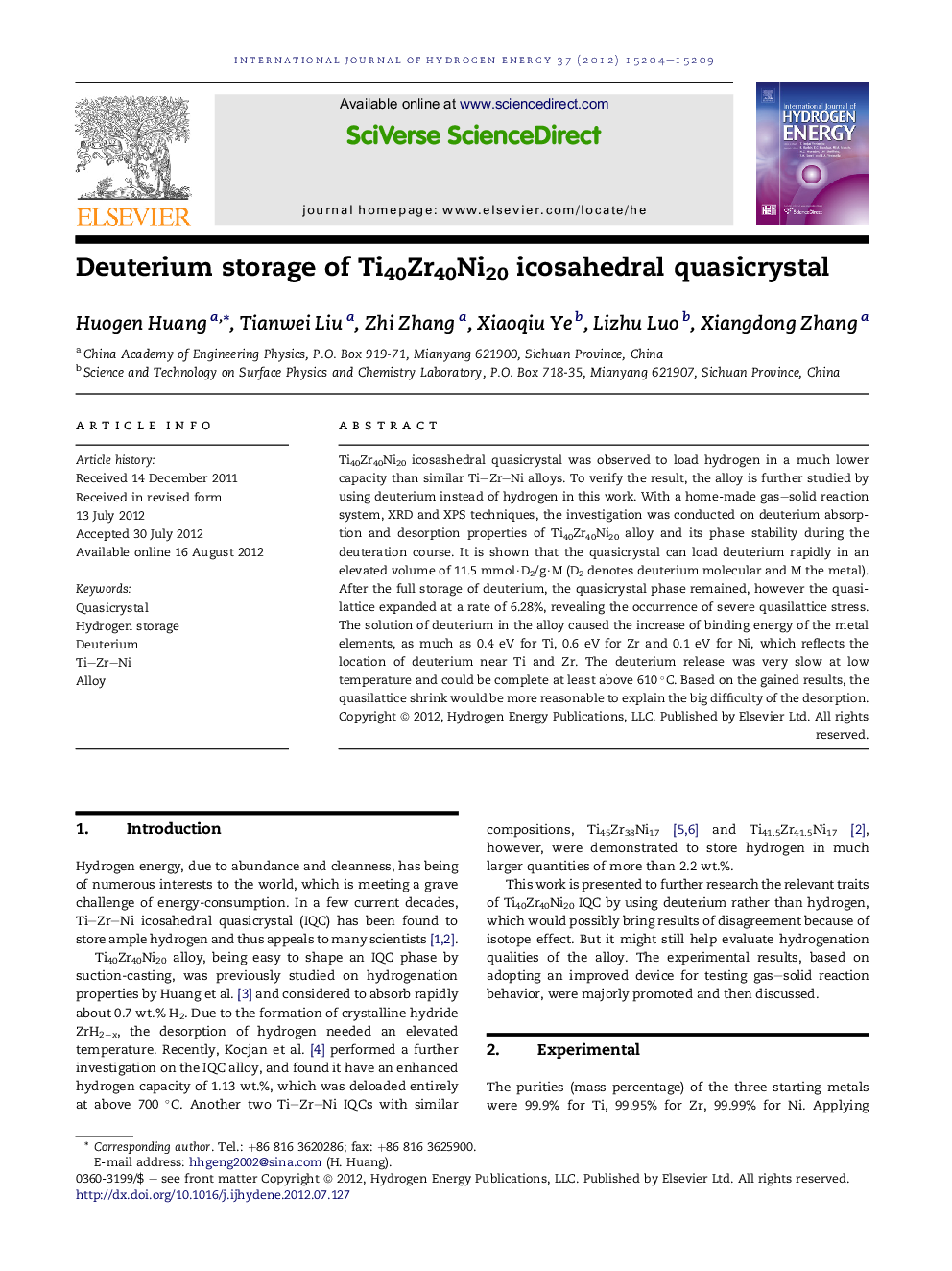 Deuterium storage of Ti40Zr40Ni20 icosahedral quasicrystal