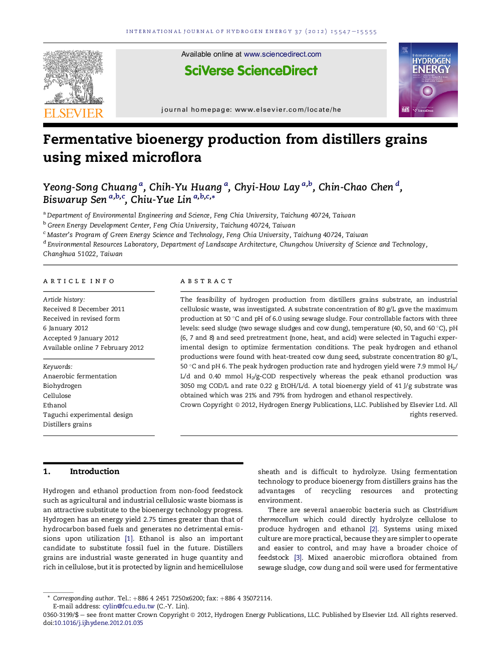 Fermentative bioenergy production from distillers grains using mixed microflora