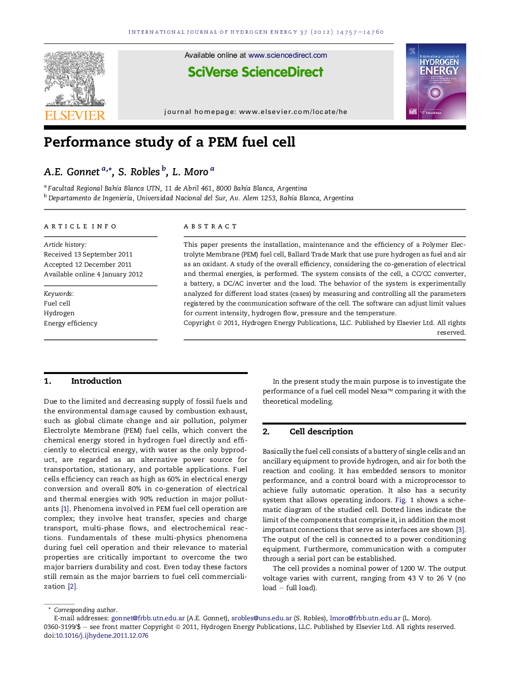 Performance study of a PEM fuel cell