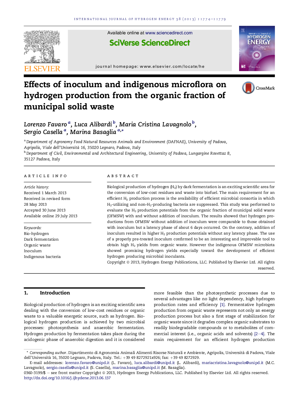 Effects of inoculum and indigenous microflora on hydrogen production from the organic fraction of municipal solid waste