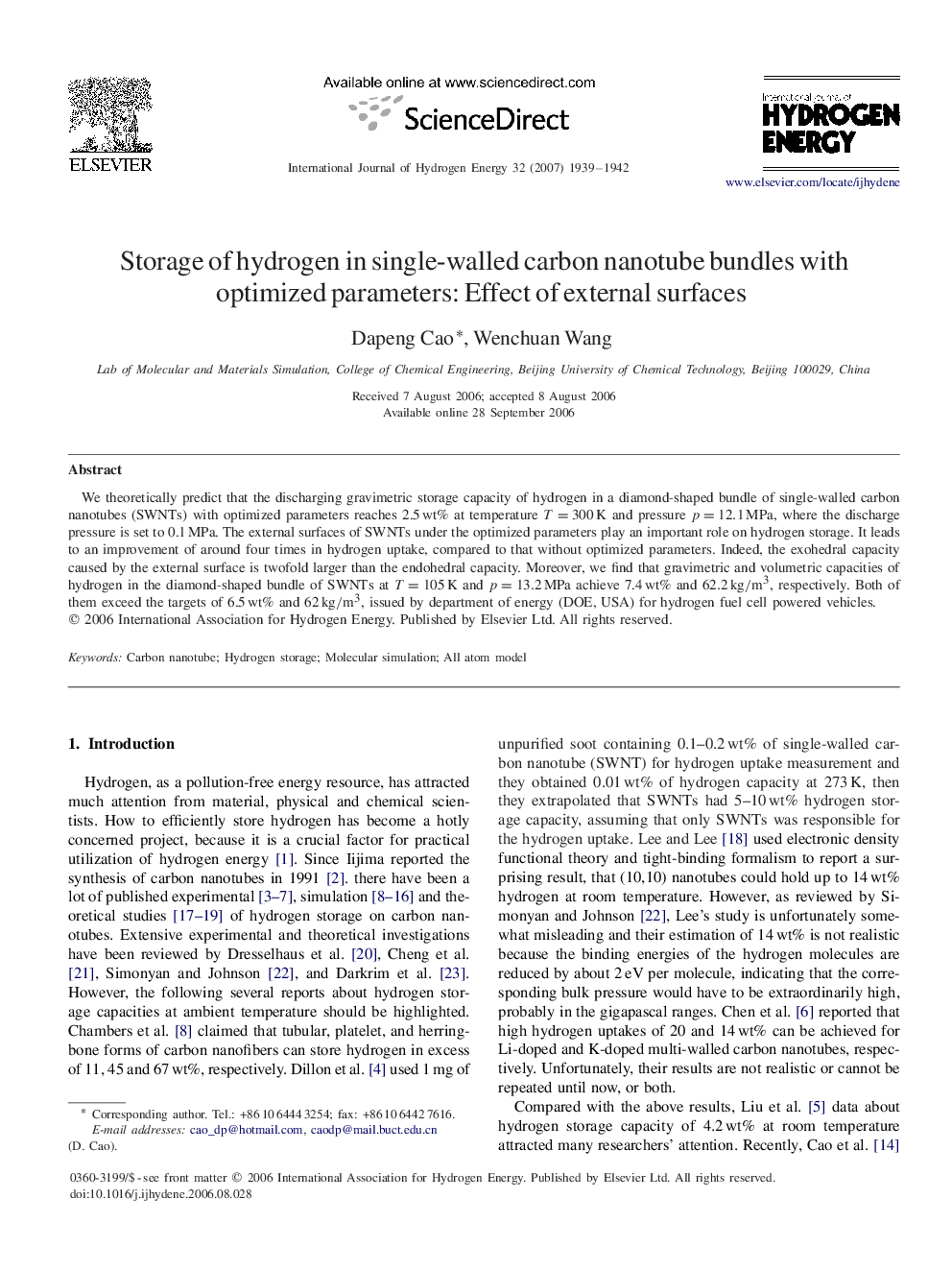 Storage of hydrogen in single-walled carbon nanotube bundles with optimized parameters: Effect of external surfaces