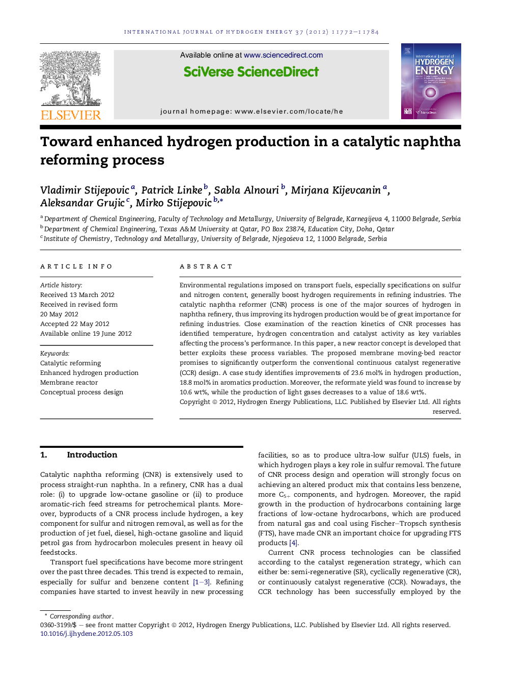 Toward enhanced hydrogen production in a catalytic naphtha reforming process