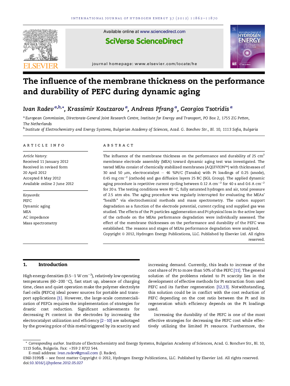 The influence of the membrane thickness on the performance and durability of PEFC during dynamic aging