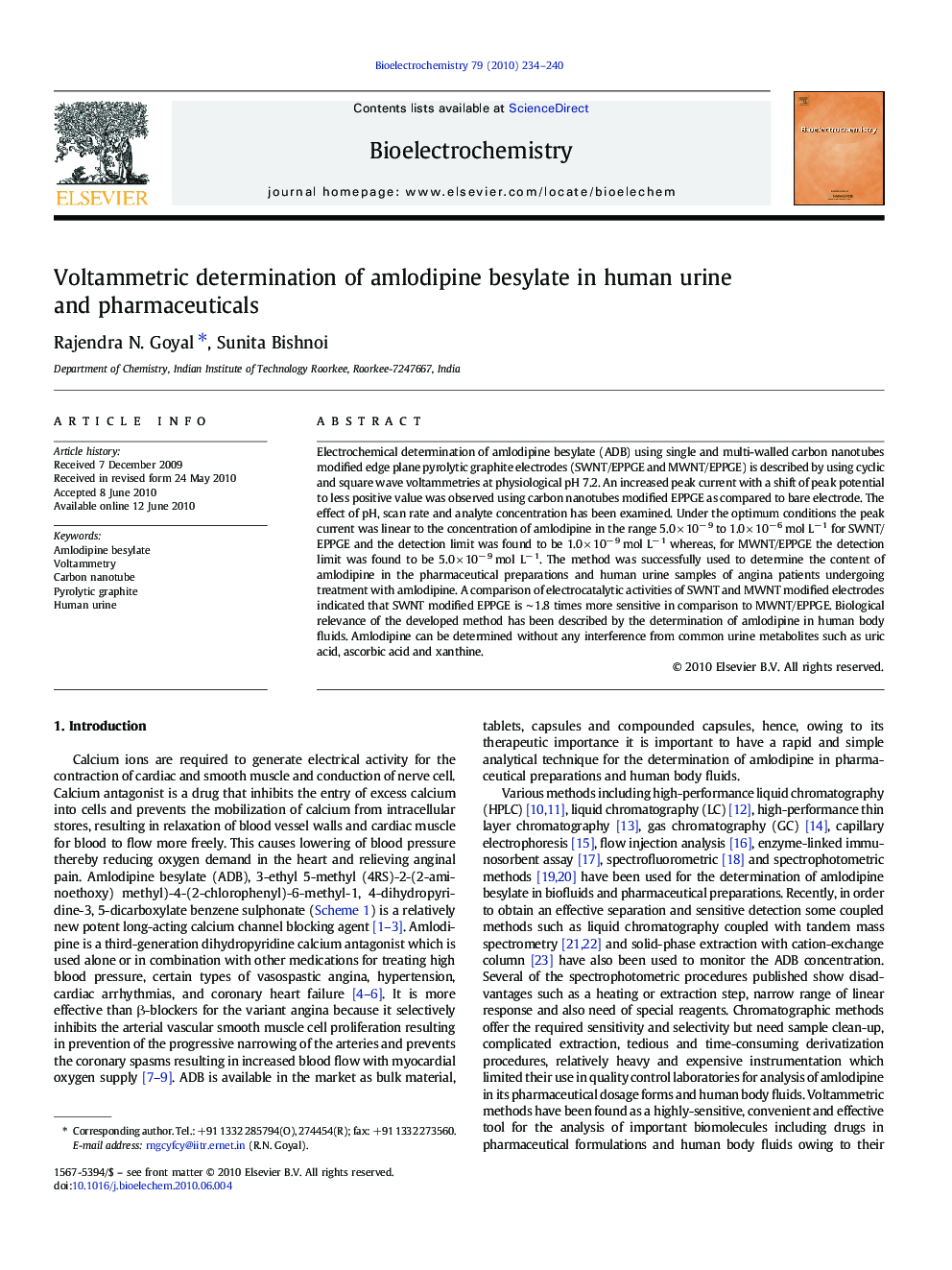 Voltammetric determination of amlodipine besylate in human urine and pharmaceuticals