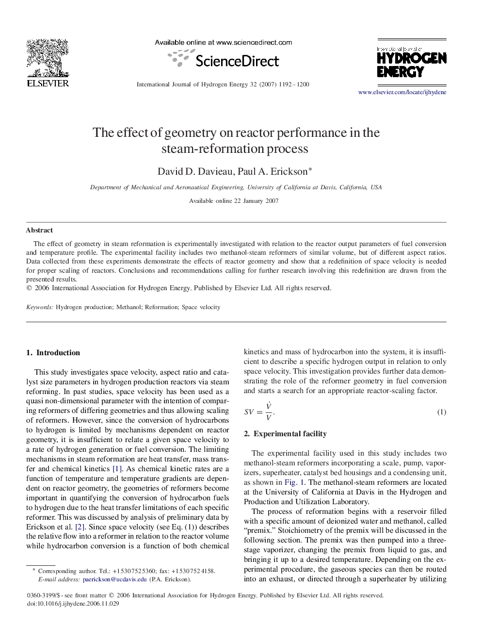 The effect of geometry on reactor performance in the steam-reformation process