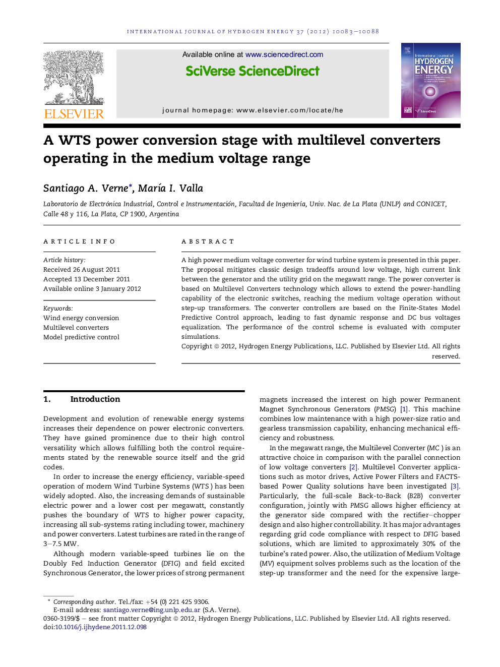 A WTS power conversion stage with multilevel converters operating in the medium voltage range