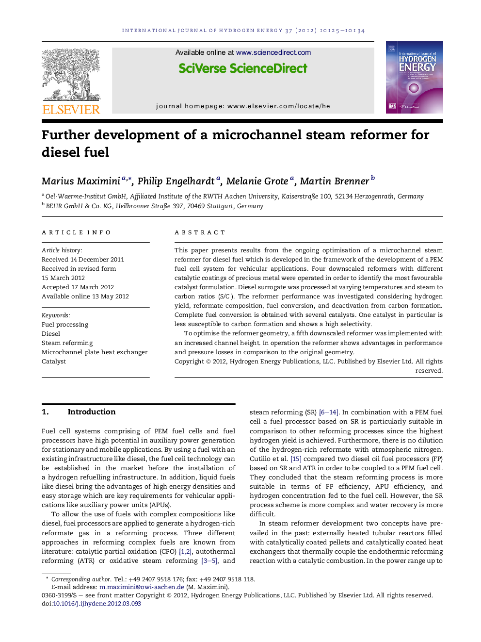 Further development of a microchannel steam reformer for diesel fuel