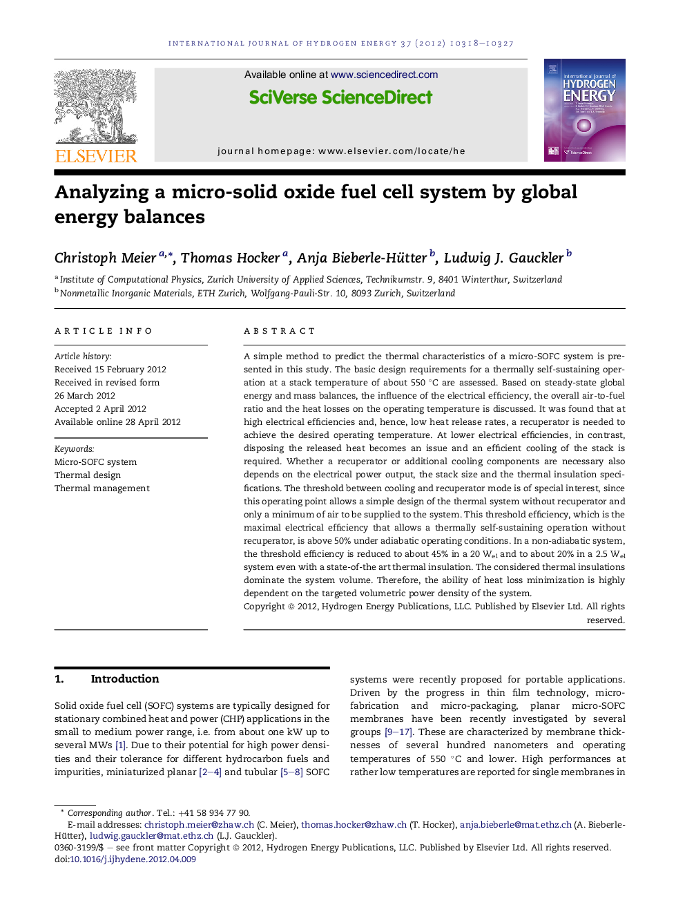 Analyzing a micro-solid oxide fuel cell system by global energy balances