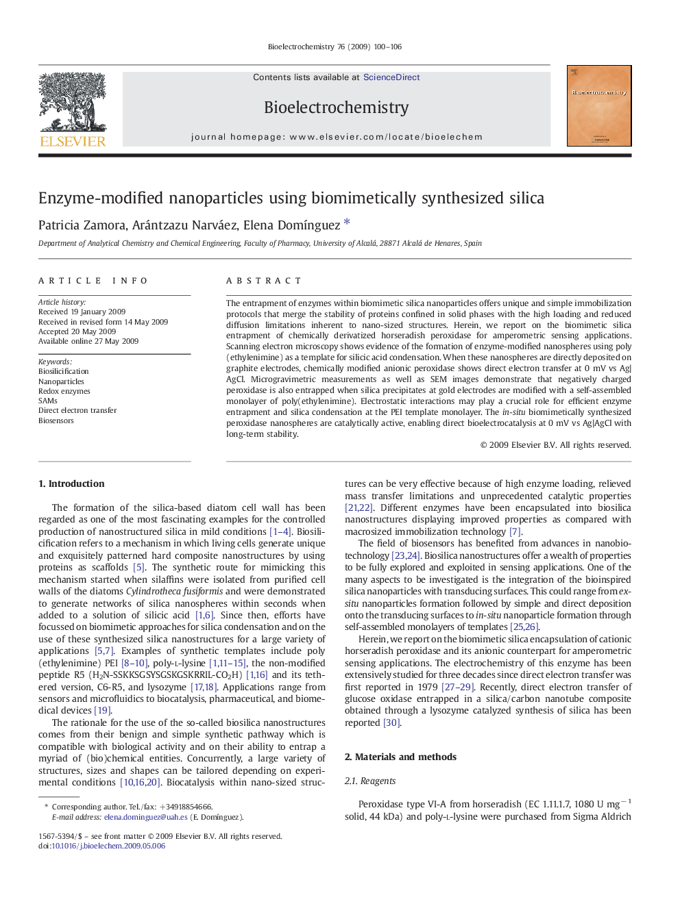 Enzyme-modified nanoparticles using biomimetically synthesized silica