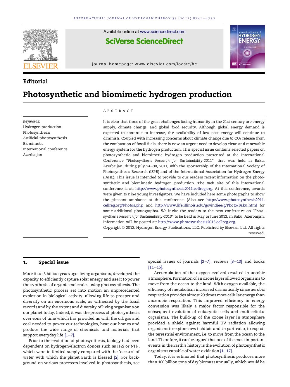 Photosynthetic and biomimetic hydrogen production