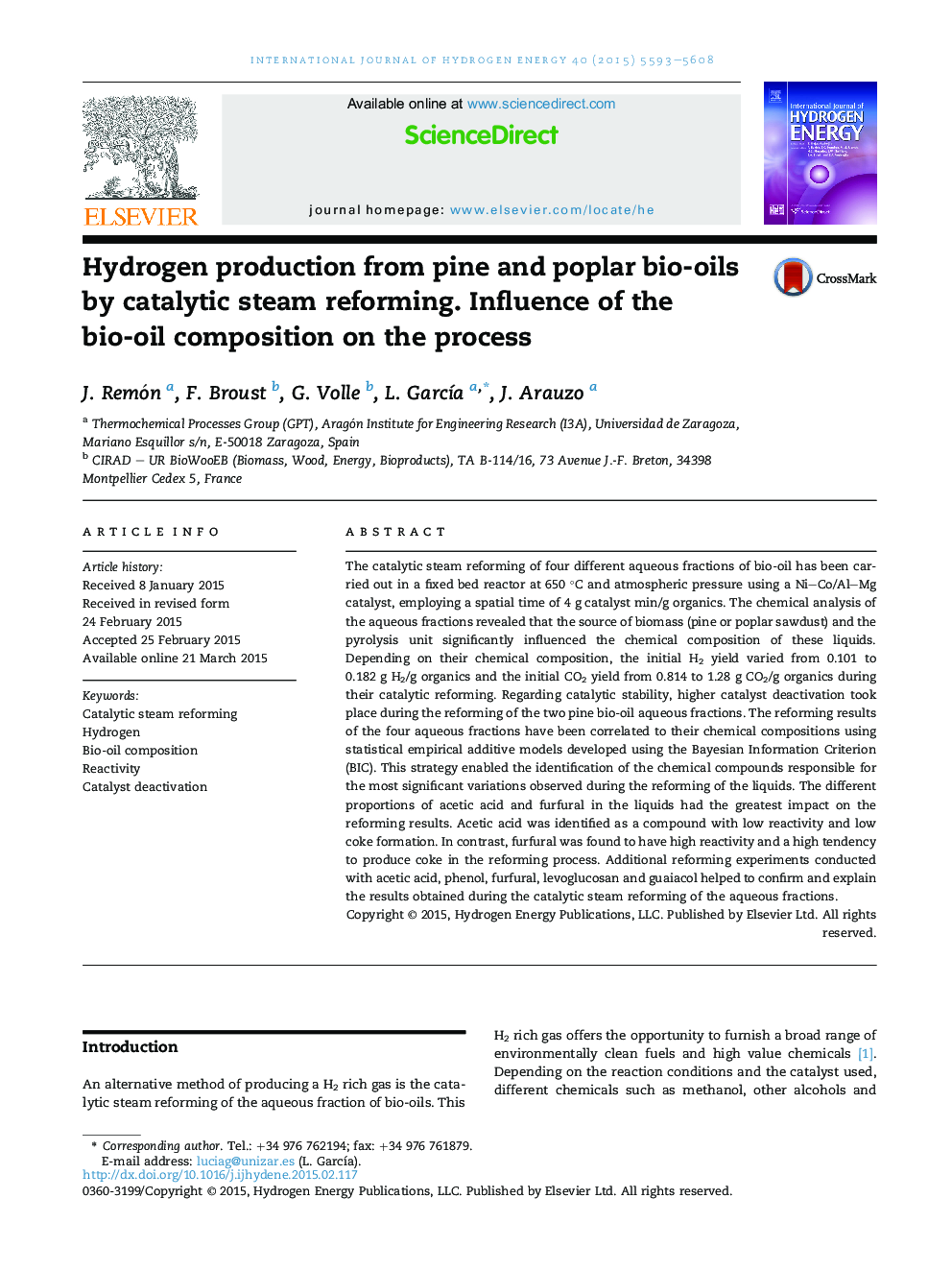 Hydrogen production from pine and poplar bio-oils by catalytic steam reforming. Influence of the bio-oil composition on the process