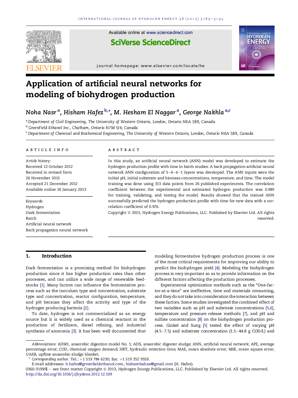 Application of artificial neural networks for modeling of biohydrogen production