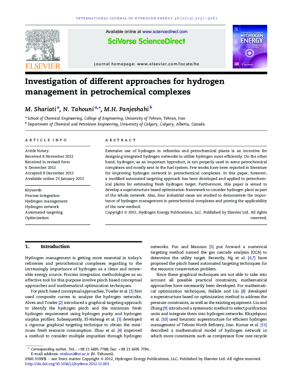 Investigation of different approaches for hydrogen management in petrochemical complexes