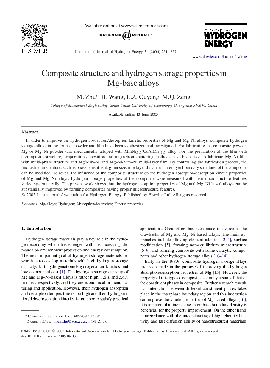 Composite structure and hydrogen storage properties in Mg-base alloys