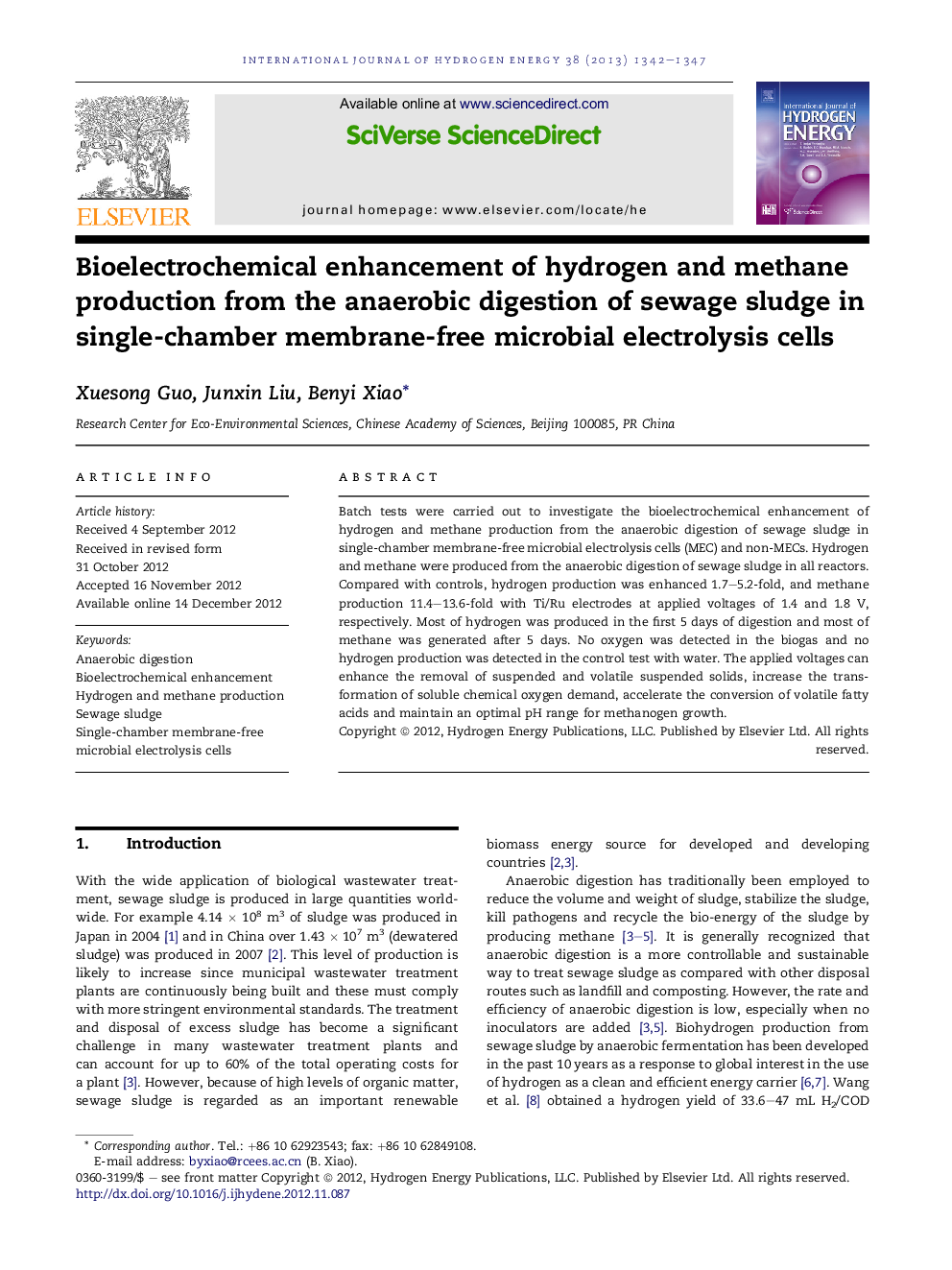 Bioelectrochemical enhancement of hydrogen and methane production from the anaerobic digestion of sewage sludge in single-chamber membrane-free microbial electrolysis cells