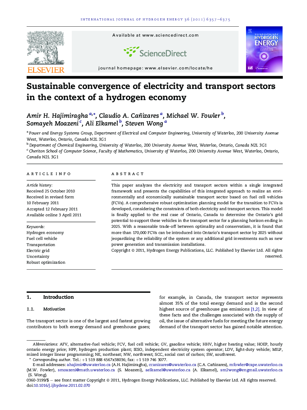 Sustainable convergence of electricity and transport sectors in the context of a hydrogen economy