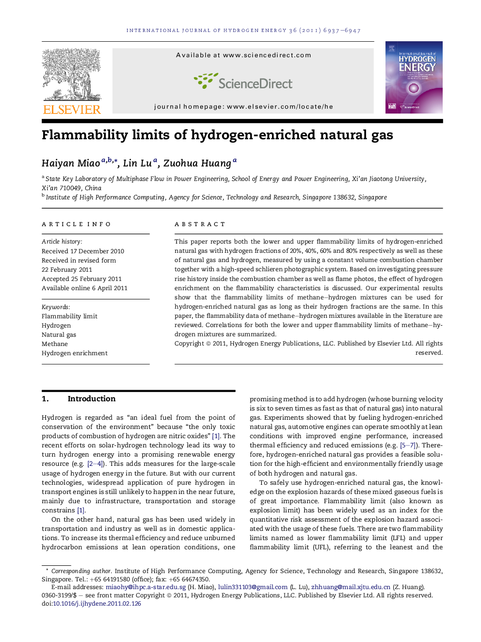 Flammability limits of hydrogen-enriched natural gas