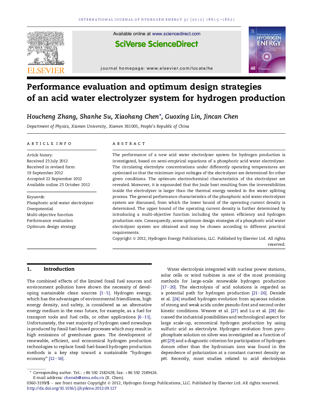 Performance evaluation and optimum design strategies of an acid water electrolyzer system for hydrogen production