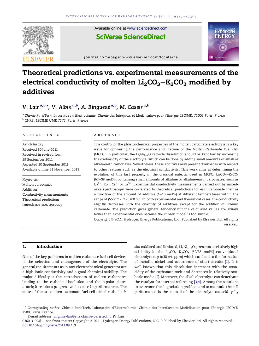 Theoretical predictions vs. experimental measurements of the electrical conductivity of molten Li2CO3–K2CO3 modified by additives