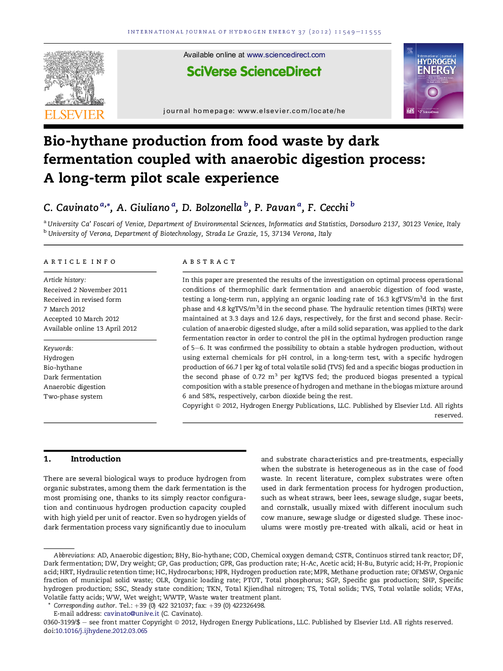 Bio-hythane production from food waste by dark fermentation coupled with anaerobic digestion process: A long-term pilot scale experience